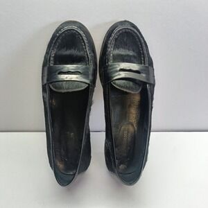 Comptoir Des Cotonniers Women's Size 8.5 Black‎ Calf Hair Leather Loafers